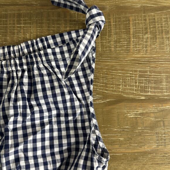 Tory Burch sleeveless boatneck romper navy gingham size large - Picture 7 of 11